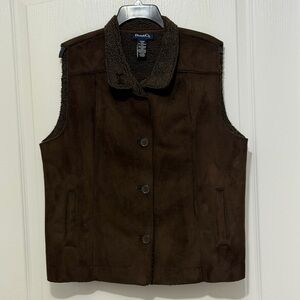 Dark Brown Faux Suede/Faux Fur Vest, lg